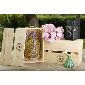 Chocolate egg with pistachios in wooden box - 700gr